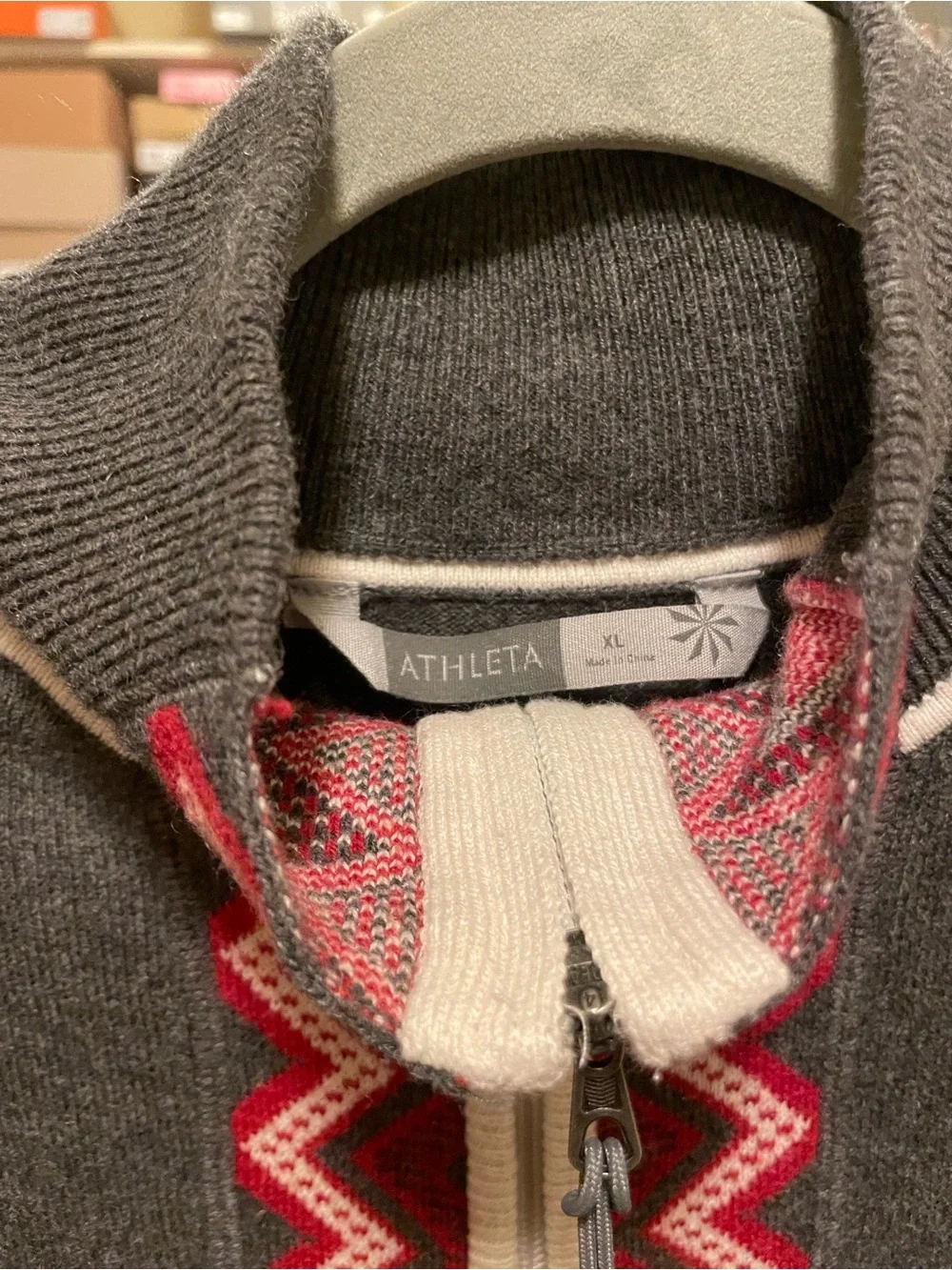Athleta Charcoal Gray Midi Dress with Red and White Trim